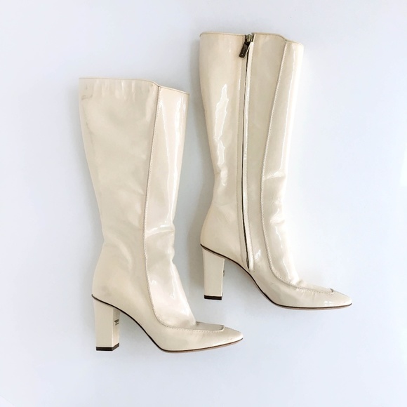 Celine Shoes - ⚡️SOLD⚡️ Vintage 70's Céline cream Go Go retro patent leather heeled boots